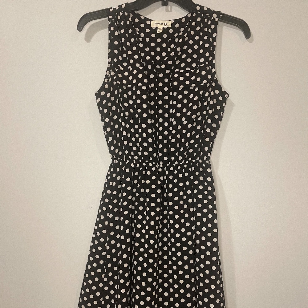 Monteau Polka Dot Blouse Mini Dress